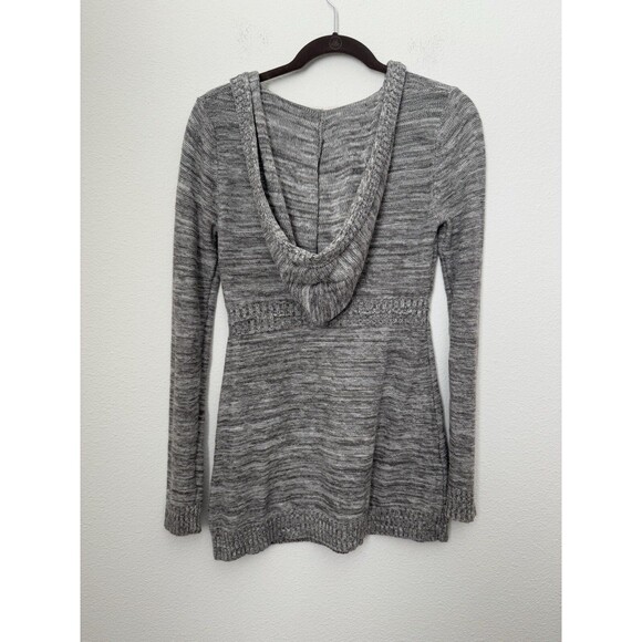 Roxy Women's Marled Gray Hoodie Tunic Sweater Knit V Neck Pullover Small - Picture 2 of 12
